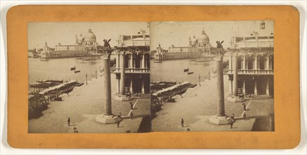 Piazza San Marco and Lion of Venice statue, Venice; Italian; about 1865; Albumen silver print