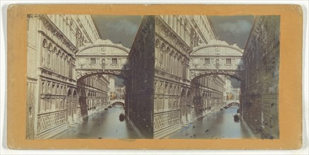 Bridge of Sighs, Venice; Italian; about 1865; Hand-colored Albumen silver print