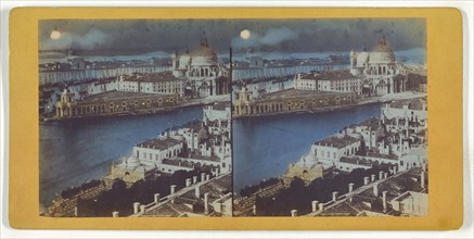Bird's-eye view of Venice; Italian; about 1865; Hand-colored Albumen silver print