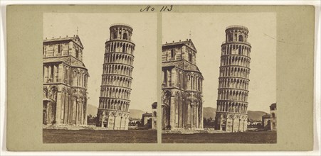 La tour penchee a Pisa; Italian; about 1865; Albumen silver print