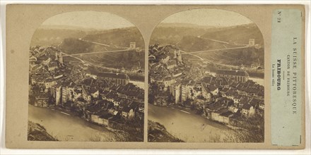 La Suisse, Switzerland Pittoresque. Canton de Fribourg. Fribourg. la basse ville; about 1860; Albumen silver print