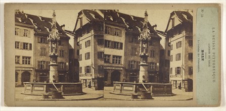 La Suisse, Switzerland Pittoresque. Canton de Bale. Bale. La fontaine des Poissonniers; about 1860; Albumen silver print