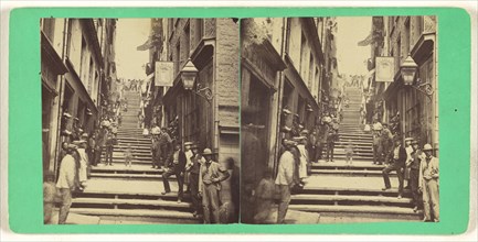 Quebec. Break neck steps at the foot of which was found the tomb of Champlain; Canadian; about 1873; Albumen silver print