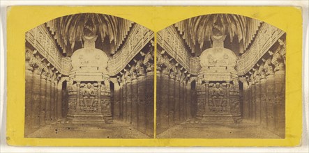 Chantya. Cave No. 26, interior view, Adjanta; about 1870; Albumen silver print