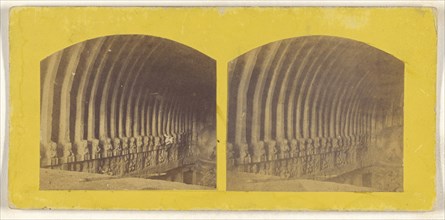 Cave of Ellora. Arched roof of the interior of the Cave of Visivakurma(?, about 1870; Albumen silver print