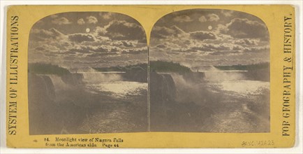Moonlight view of Niagara Falls from the American side, recto, Quito, South America, verso, about 1870; Albumen silver print