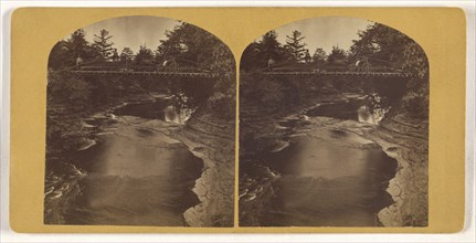 Wagon Bridge of Taughanic falls; American; about 1865; Albumen silver print