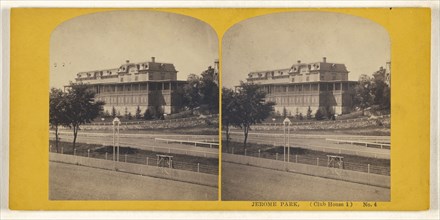 Jerome Park, Club House 1, No. 4 New York; American; about 1865; Albumen silver print