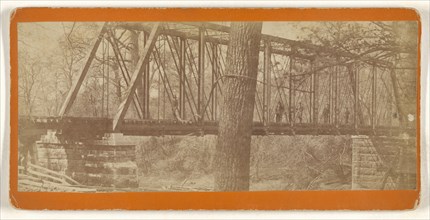 K.C.B. & S.F. R.R. Bridge over Neosho River at Burlington, Ks; American; about 1870; Albumen silver print