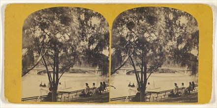 Bow Bridge, distant view. Central Park, New York City; American; about 1865; Albumen silver print