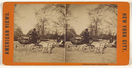 Childrens Carriage, Central Park; American; about 1865; Albumen silver print