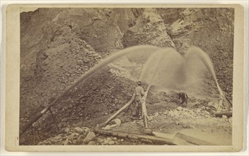 Hydraulic Mining - Behind the Pipes; Lawrence & Houseworth; about 1865; Albumen silver print