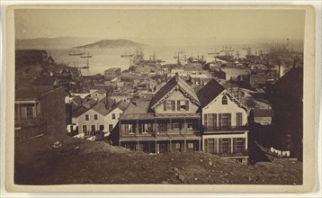 San Francisco Bay, from corner Broadway and Montgomery; Lawrence & Houseworth; about 1865; Albumen silver print