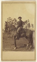 Man wearing a hat, in profile, on horseback; Alexander Gardner, American, born Scotland, 1821 - 1882, about 1862; Albumen