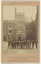 Eton College,Group of men in top hats posing in front of Eton College, England; Frederic Jones, British, active London, England