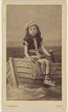 Little girl in a studio setting sitting on a rowboat; Jules Brechet, French, active Caen, France 1860s, 1864 - 1866; Albumen