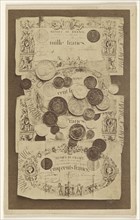 French bank notes and coins; Saint Thomas D'Aquin, French, active 1860s, about 1862; Albumen silver print