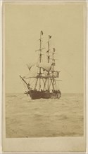 frigate at sea; Warnod & Caccia; about 1862; Albumen silver print