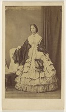 Woman in long white dress and shawl, standing; Alexander Anderson, American, 1775 - 1870, 1860s; Albumen silver print