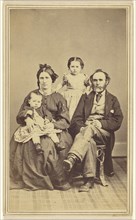 Family portrait: mother, father and two children; B.F. Green, American, active Beloit, Wisconsin 1860s, 1870s; Albumen silver
