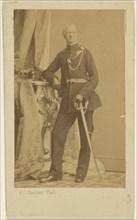 soldier with sword, standing; P.C. Stortz, British, active Liverpool and Leamington, England 1860s, 1860s; Albumen silver print