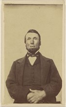 bearded man sans moustache, seated, with hands crossed; J.H. Wakeman, American, active Rockford, Illinois 1860s, 1860s; Albumen