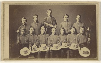 group of young firemen with their commander; Sherriff Brothers John A. & Thomas B. Sherriff; about 1867; Albumen silver print