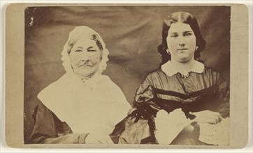 Portrait of Two Seated Women; Jacob Byerly, American, 1807 - 1883, 1860 - 1865; Hand-colored Albumen silver print