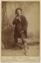 Sophia. Vaudeville Theatre.,Actor in worn clothes in forest setting; Window & Grove; about 1880; Albumen silver print