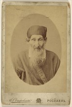 older bearded Russian man, printed in oval style; M. Ostrovskii, Russian, active 1870s - 1880s, Roslavl, Russia, Asia