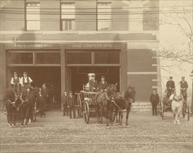 Ladder Company No. 11 and Fire Company No. 21; American; about 1890; Gelatin silver printing out process; 16.4 × 20.6 cm
