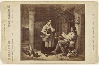 Der Vorsichtige Backer The Cautious Baker. painting by Conrad Kreul; Piloty & Loehle; about 1875; Albumen silver print