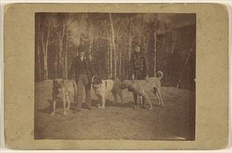 Bella, Mr. Entow, ?, & dogs - The Ampersand , Saranac Lake N.Y; American; May 1889; Albumen silver print