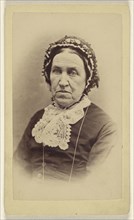 elderly woman wearing a bonnet; L. K. Showman, American, active Portland, Michigan 1860s - 1870s, about 1870; Albumen silver