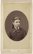 woman, in oval style; O. Chamoin, French, active 1870s, about 1878; Woodburytype print