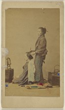 Female hair dresser; Attributed to Japanese; 1870 - 1880; Hand-colored albumen silver print