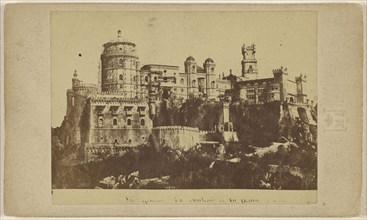 castle with scaffolding, in Italy or Germany; 1865 - 1870; Albumen silver print