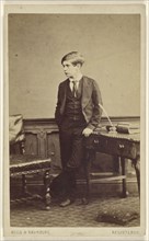 well-dressed young boy, standing; Hills & Saunders, British, active about 1860 - 1920s, 1865 - 1870; Albumen silver print
