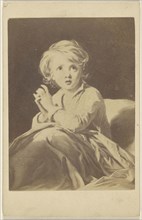 Copy of a painting depicting a child praying in bed; 1865 - 1875; Albumen silver print