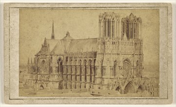 Cathedral at Reims; Borderia, French, active 1880s, 1865 - 1870; Albumen silver print