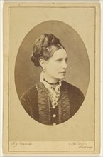 woman, in 3,4 profile, printed in oval style; B.J. Edwards, British, active 1860s, 1865 - 1870; Albumen silver print