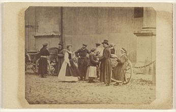 Warsaw, Poland group of  people standing in the street; Karol Adolf Beyer, Polish, 1818 - 1877, 1865 - 1875; Albumen silver
