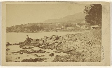 Rocky coastline at Aix-les-Bains, France; L. Demay, French, active 1860s - 1870s, 1865 - 1870; Albumen silver print