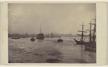 View of harbor at The Thames at Greenwich?; Ludwig Schultz, British, active Greenwich, England 1860s, about 1870; Albumen