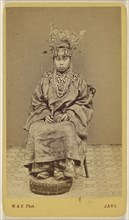 Javanese woman wearing an ornate headdress, seated; Woodbury & Page, British, active 1857 - 1908, 1870s; Albumen silver print