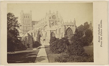 Exeter Cathedral. From the Palace Garden; British; 1865 - 1870; Albumen silver print