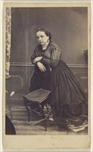 woman wearing a striped blouse, standing, leaning on a chair; Lespinasse, French, active Paris, France, London, England