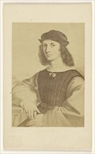 Copy of an  ca. 15th - 16th century painting of a man with long hair seated; Fratelli Alinari, Italian, founded 1852, 1865