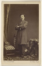 man with moustache, standing with arms crossed; émile Bondonneau, French, active about 1870, 1865 - 1870; Albumen silver print