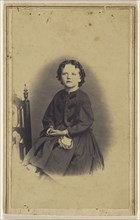little girl kneeling in a chair, printed in vignette-style; Clark Otis, American, active Cuba and New York 1860s - 1870s, 1865